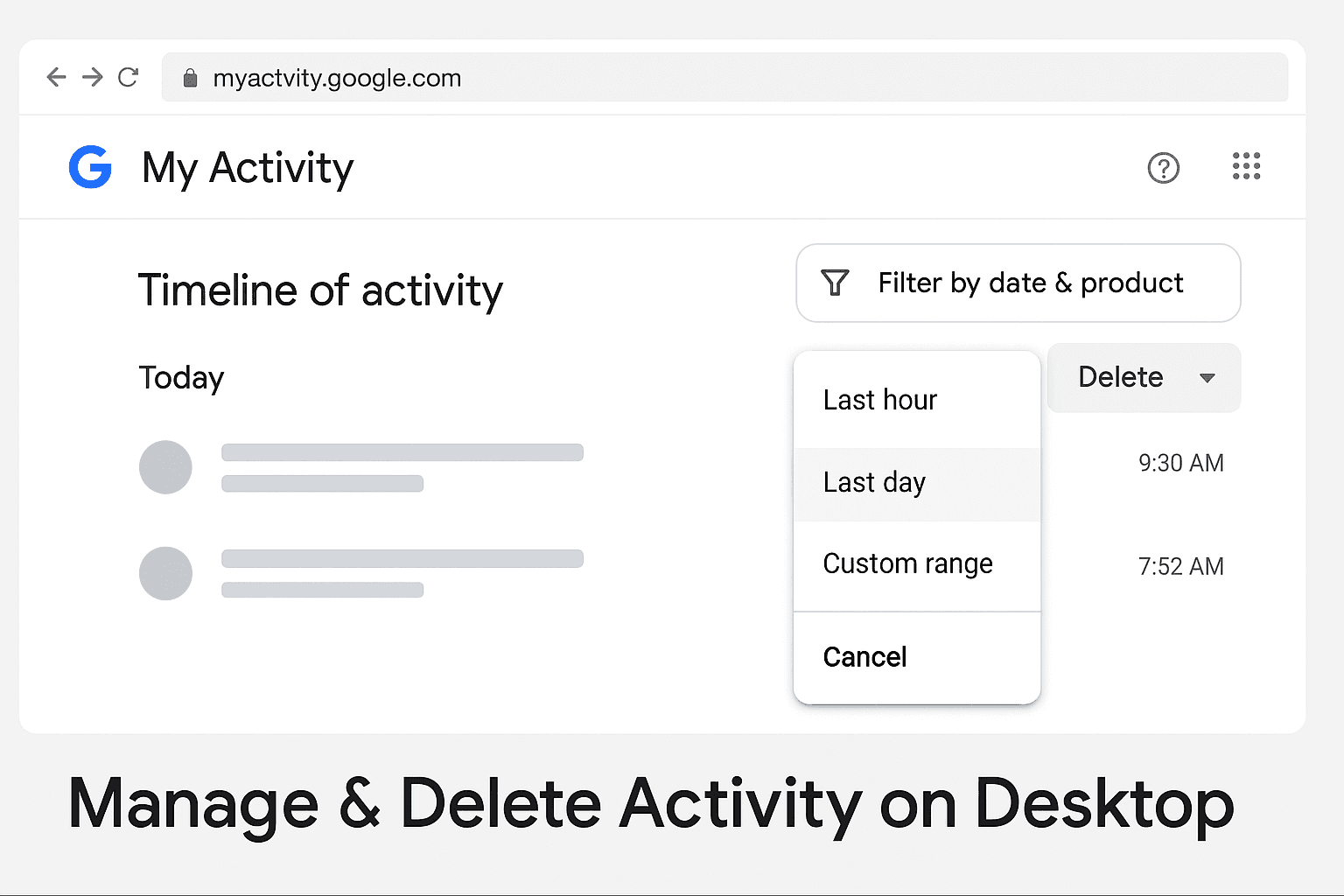Delete Google Activity History