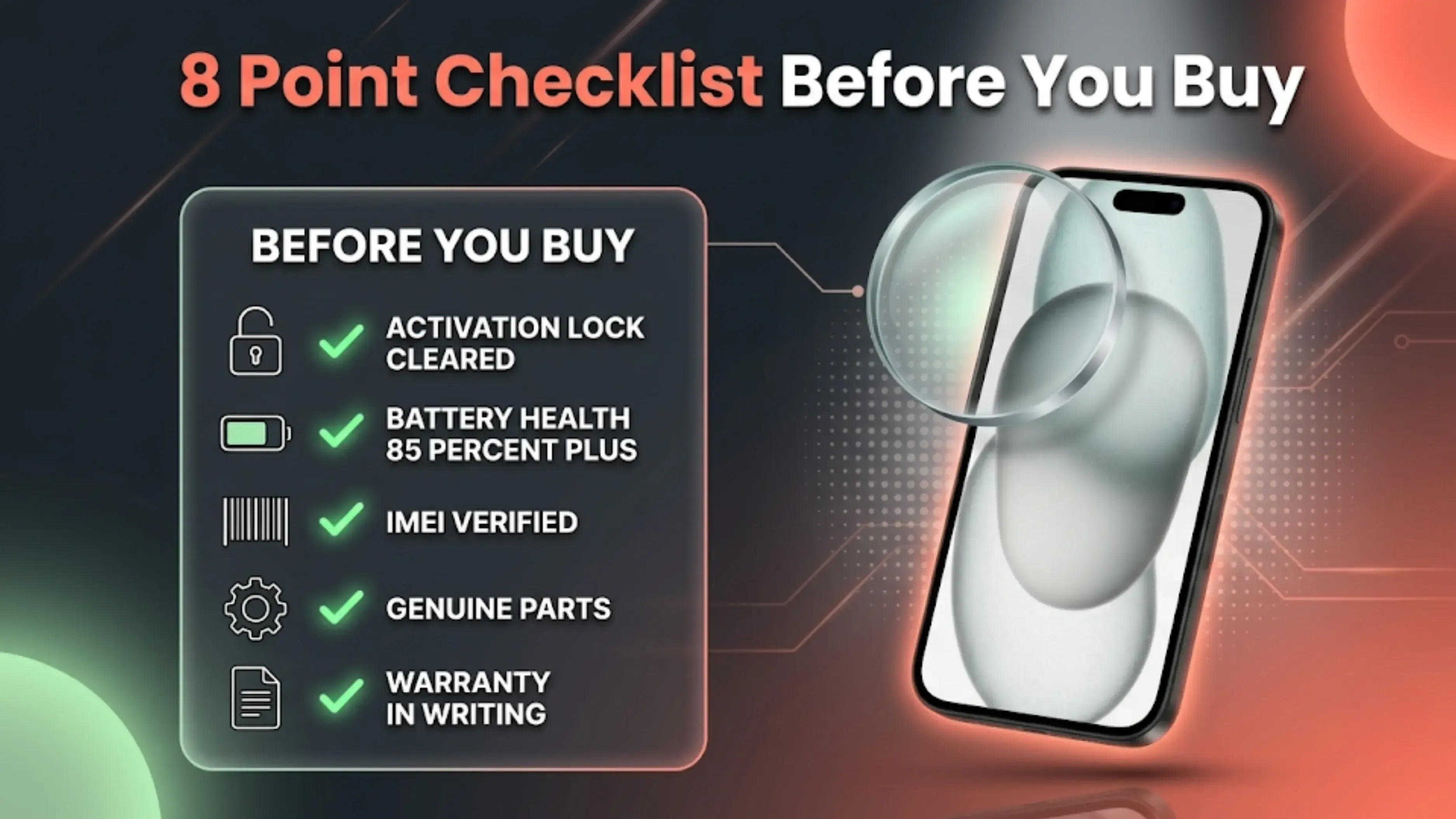 8 Points Checklist for refurbished iphone 15